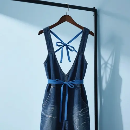 綁帶設計露背連身褲